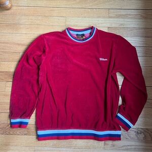 Vintage Forever 21 Wilson Red Men's velvet Sweater crew neck